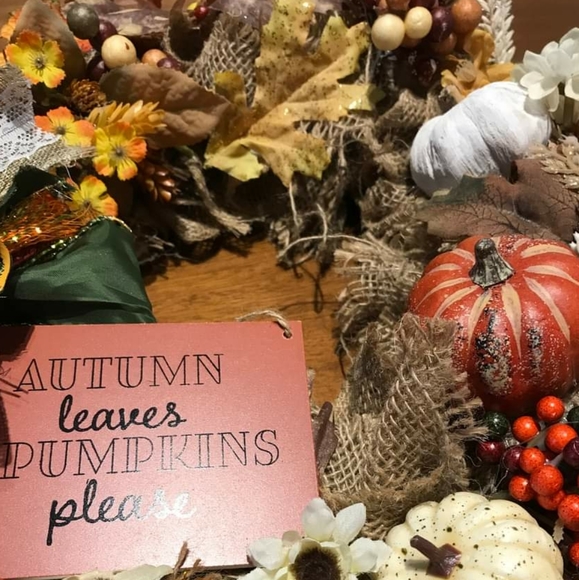 Fall Wreath Blessings Harvest Fall Autumn Leaves Pumpkin Custom FINAL SALE - Picture 3 of 4